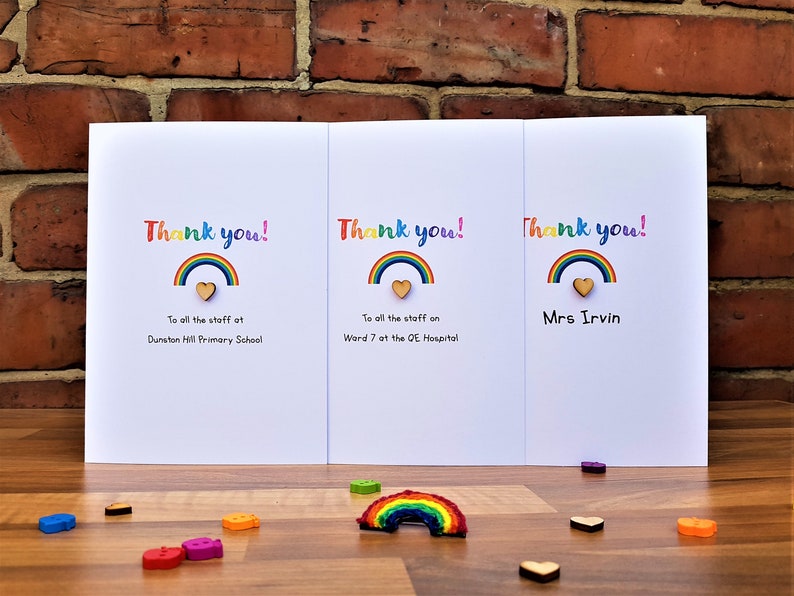 Handmade Thank You Rainbow Key Worker Teacher School Etsy UK