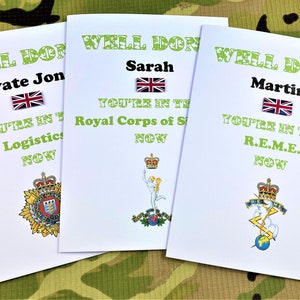 Congratulations | Passing Out | Army | Basic Training | British Army | Personalised Card | Military Card | Any Corps / Regiment / Cap Badge