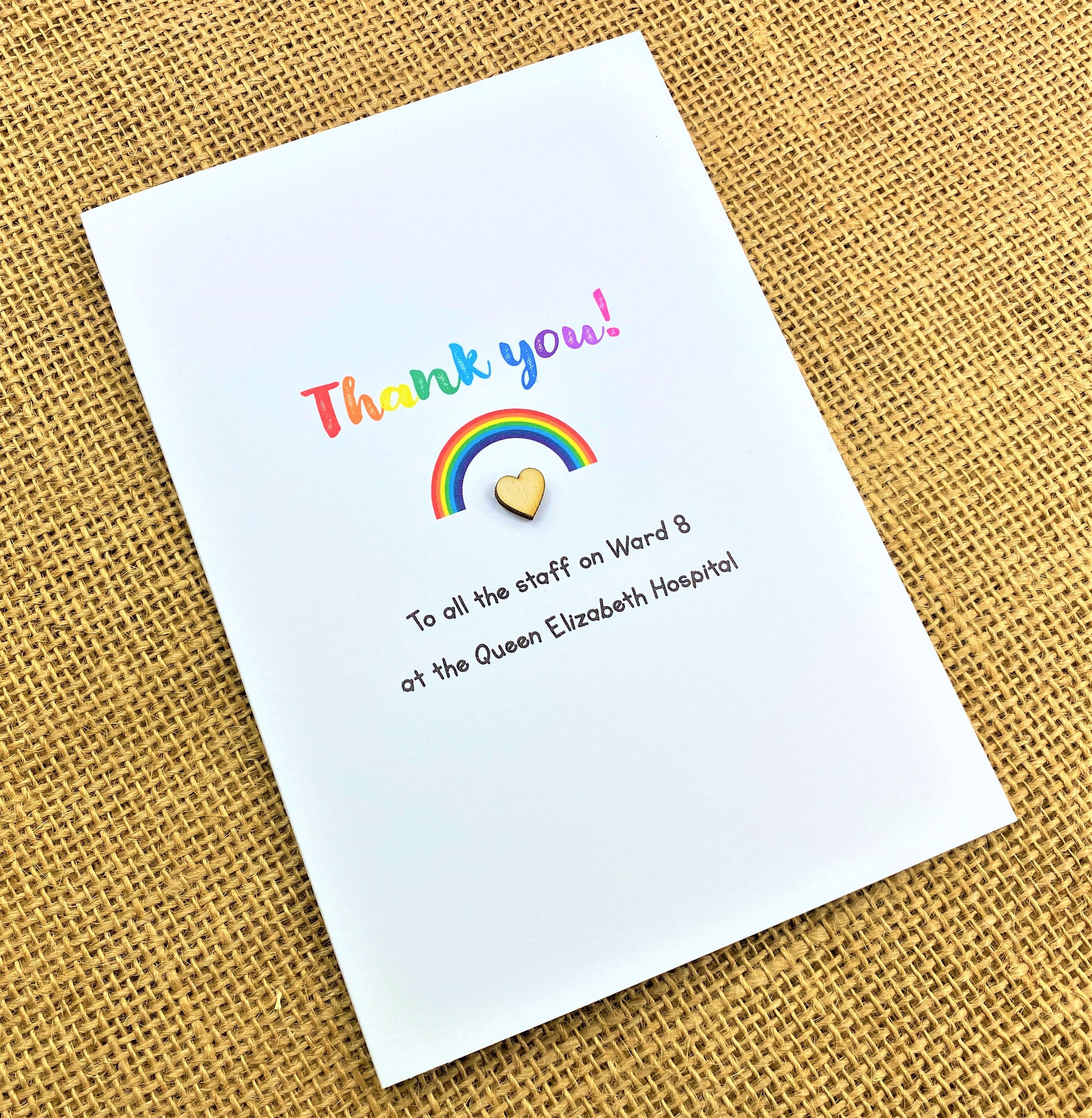 Handmade & Personalised Thank You Hospital Ward / Hospital Team / Nurses / Doctor complete with matching envelope