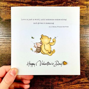 Valentine's Day Card - Winnie the Pooh - White Card - Husband - Wife - Girlfriend - Boyfriend - Any Recipient