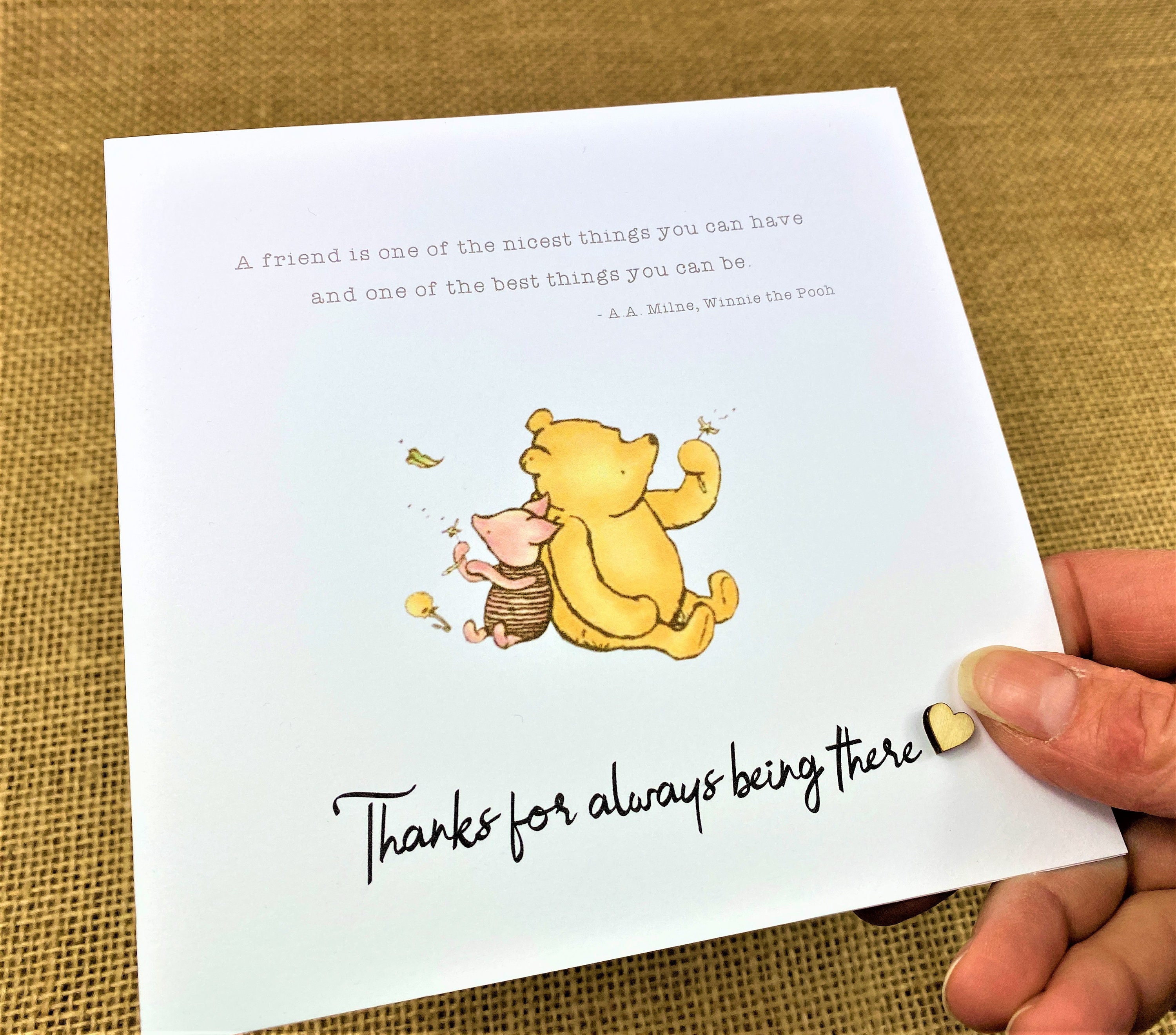 Winnie the Pooh Friendship Card: Thinking of You, Thank You - Etsy
