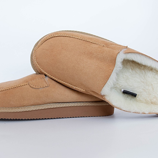 Unisex Genuine Moccasins Sheepskin Men's/Women's 100% Real Fur Hand Crafted HARD SOLE Slippers
