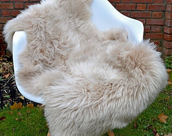 Sheepskin Rug Honey Cappucino 100% Sheep Skin Super Soft Rugs Eco Sheepskin Super Large 110 cm +++ Short Haired