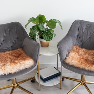 Genuine sheepskin seat pads squares, set of 2 or one piece , hand-cut from natural sheepskin, home office, working from home seat