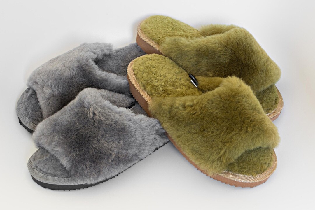 Warm Sheepskin Platform Slippers