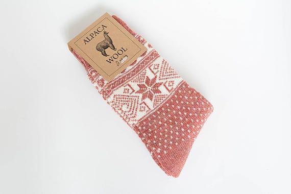 Calcetines De Lana Con Patrón De Zigzag Cálidos Con Lana De Alpaca, 2