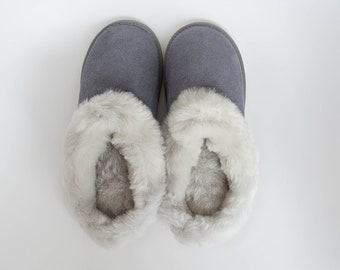 Sheepskin Home Slippers Wool Shoes Boots Warm Cozy Fur Hard Sole Ladies Women