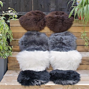 Genuine sheepskin seat pads circle, set of two or one piece , hand-cut from natural sheepskin, home office, working from home seat sales