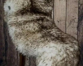 Sheepskin Rug Lamb very Soft Luxury British Throw Wolf Dark Brown Tipped mouflon Large Sizes