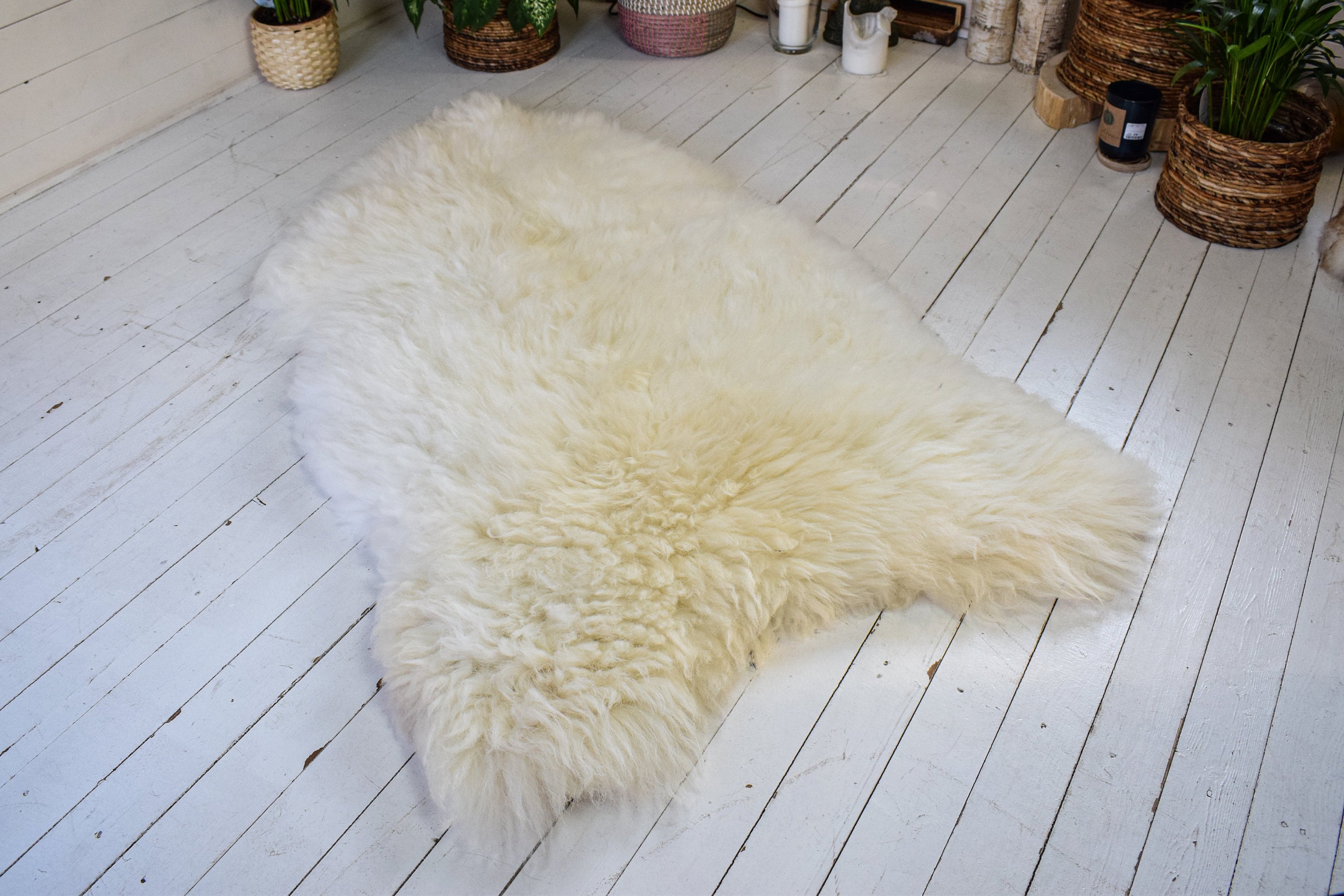 Echter Schaffell-Teppich – Flauschig, Elfenbeinfarben, Aus Natürlichem Schaffell
