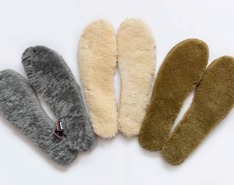 Sheepskin Insoles, Natural Leather, Warm Wool, Men/Women Insole for Boots, Shoes, Sneakers, 100% Sheepskin Wool with Real Leather