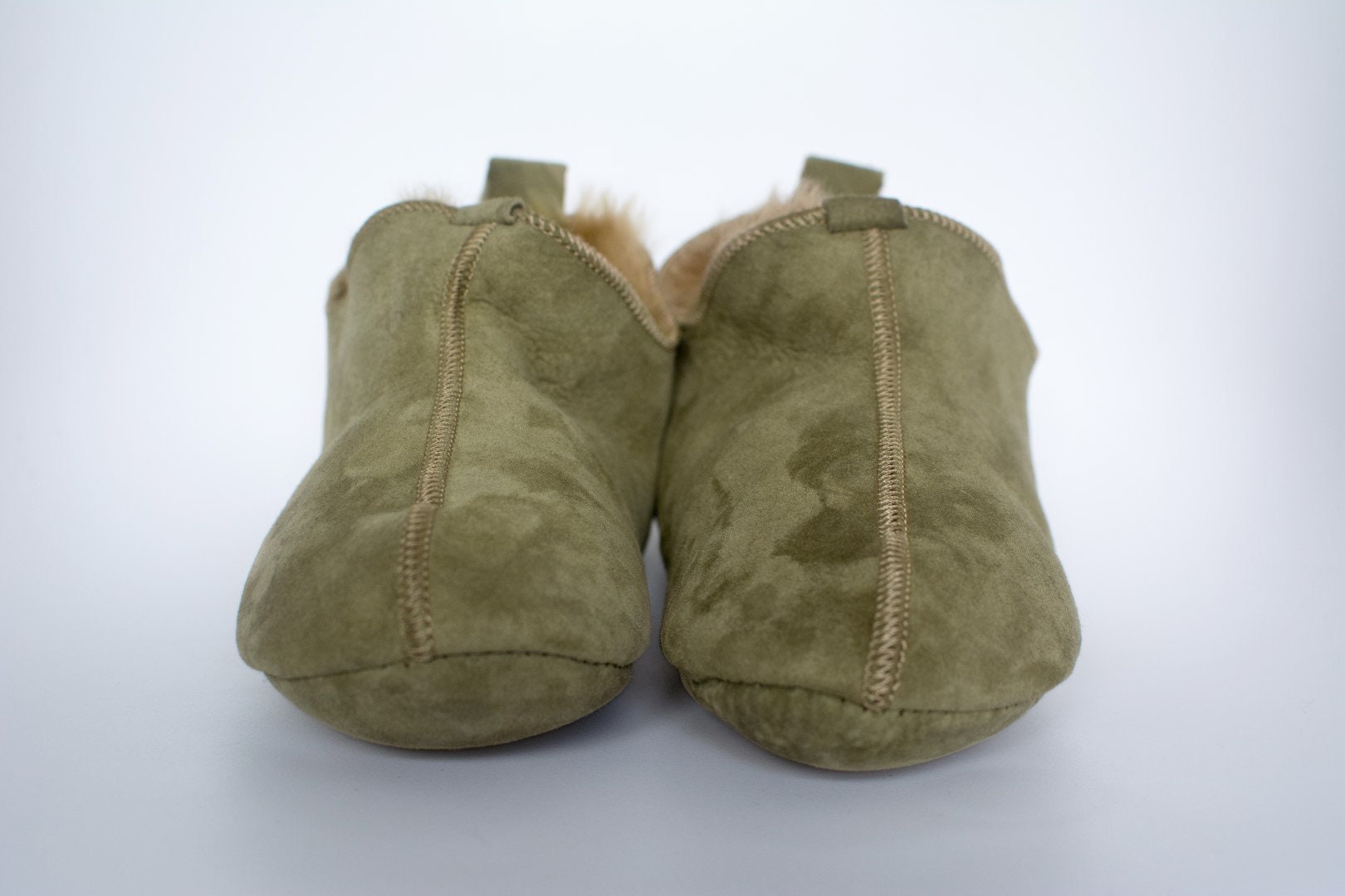 Men's Women's Genuine Sheepskin Slippers Olive 100% - Etsy UK