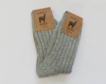 Leo Design - Paquete De 2 Calcetines De Lana Natural De Alpaca Y Cordero Para Hombres Y Mujeres, Mezcla Gruesa Y Pesada, Invierno, Térmicos, 2 Carbón, 13-15.5