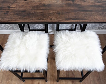 Genuine sheepskin seat pads squares, set of 2 or one piece , hand-cut from natural sheepskin, home office, working from home seat sales