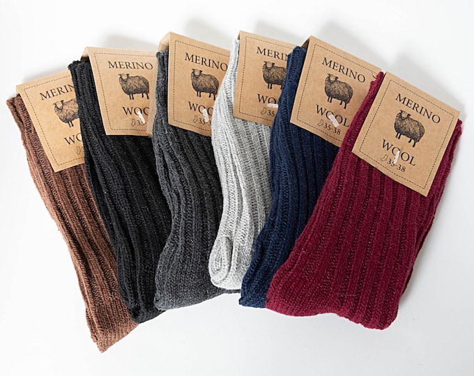 Merino Socks, 100% Merino Wool, Soft and Warm, Unisex Sizes, Medium Thick, Natural Premium Merino Wool Socks