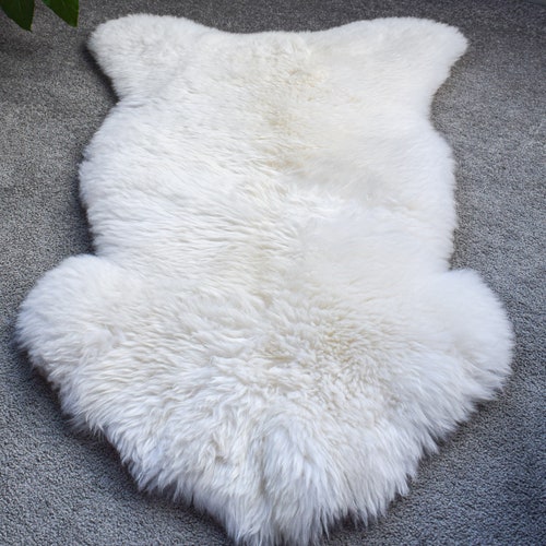 Sheepskin Lambskin White Thick Real Wool Skin Very Soft Etsy UK