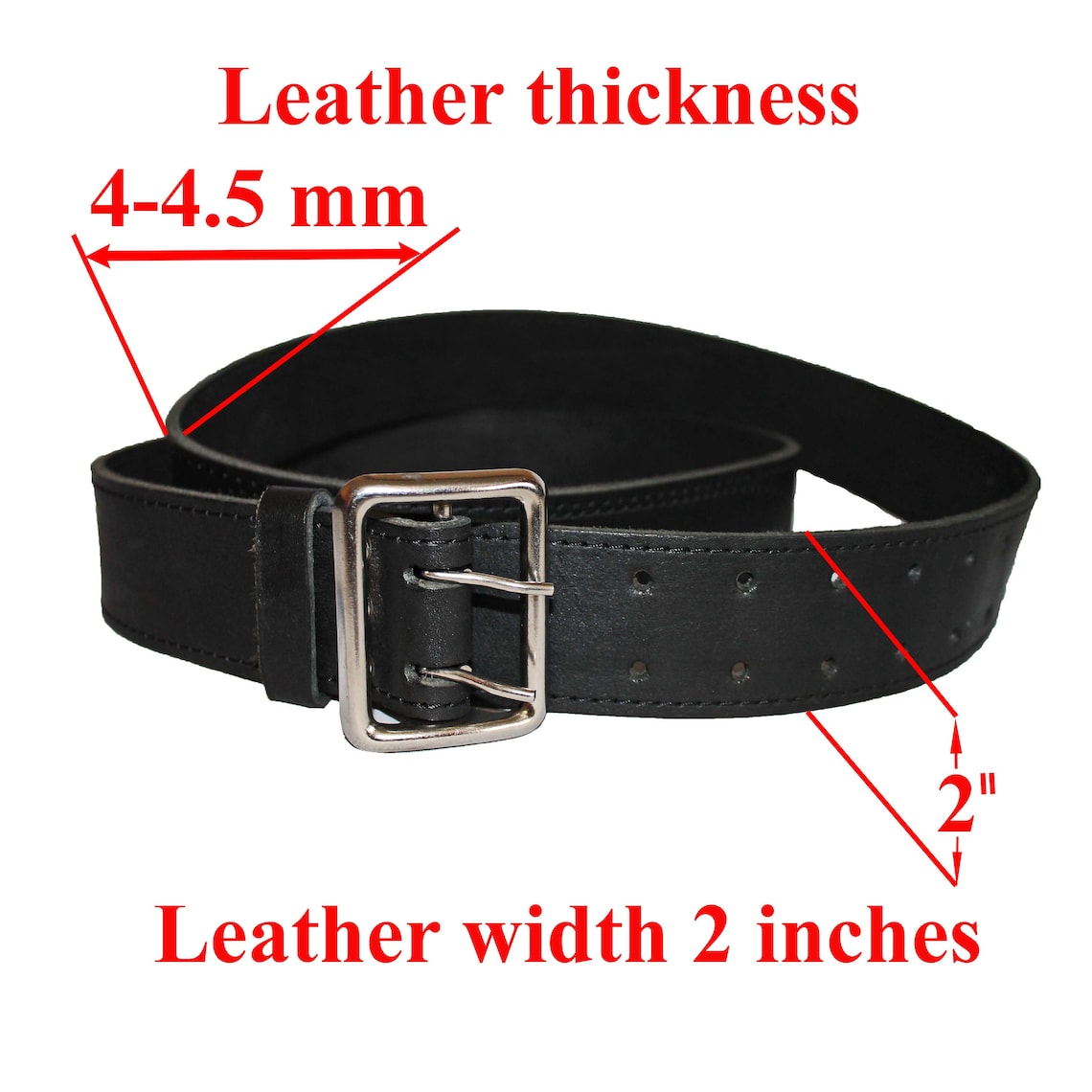Men's Heavy Duty Leather Belts With Double Prong Buckle Etsy