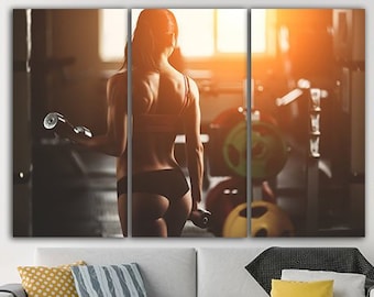 Fitness gym Fitness canvas set Sport wall art Dumbbell art Sport décor Gym wall art Gym artwork Fitness decor Fitness artwork Dumbbell gift