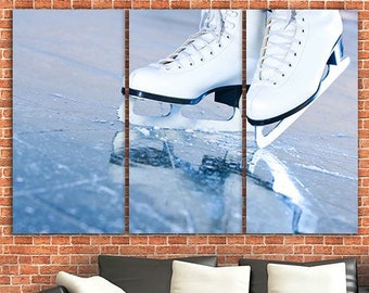 Ice skate canvas Ice skating wall art Large canvas set Figure skating gift Ice skater art Ice skating gift Figure skating Ice skating print