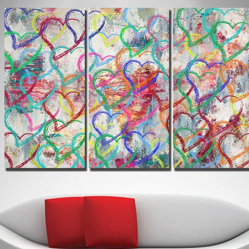 Heart Canvas Graffiti Wall Art Love Wall Decor Street Art Etsy