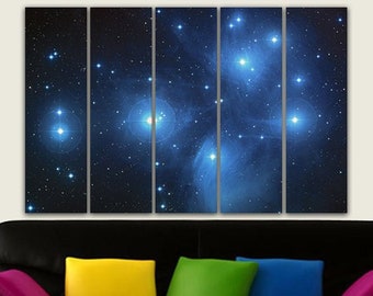 Wall art canvas Pleiades Astronomy print Starry sky wall art Blue star décor Outer space art Constellation decor Outer space Gift for kids