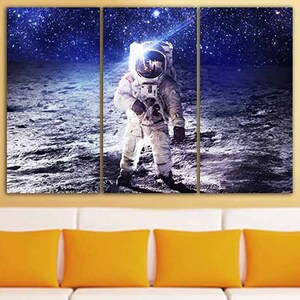 Man on Moon Art Wall Art Canvas Space Decor Spaceman Canvas Astronaut ...