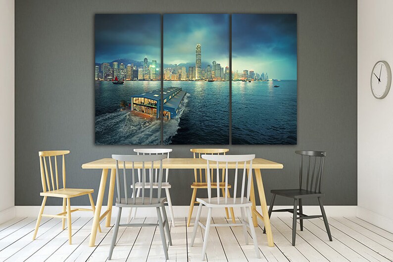 Hong Kong canvas Hong Kong decor Hong Kong print City wall art Etsy