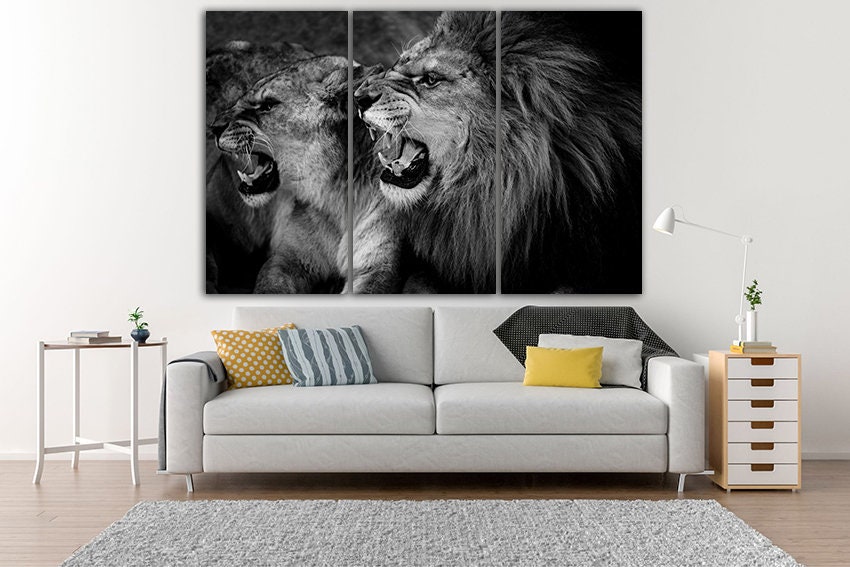 Lion canvas Lion print Lion head Lioness art Animal decor Lion | Etsy