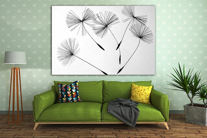 Dandelion Canvas Dandelion Print Flower Wall Art Dandelion Etsy