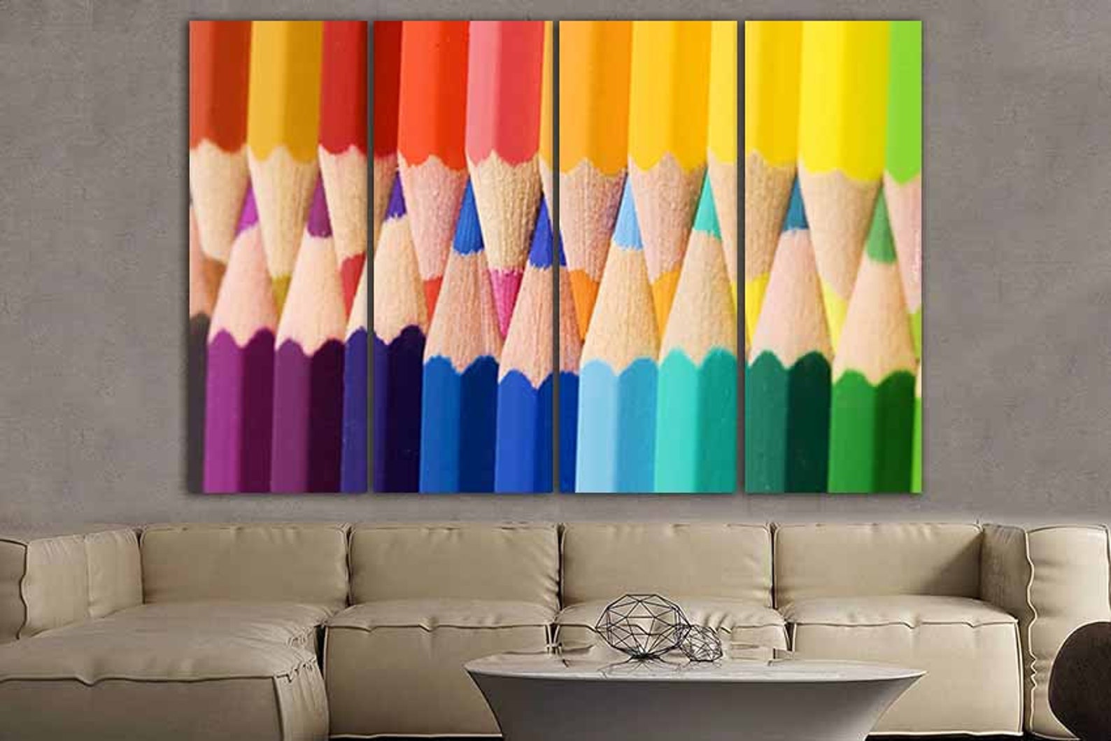 Pencil Canvas Color Pencil Decor Pencil Wall Art Rainbow Etsy