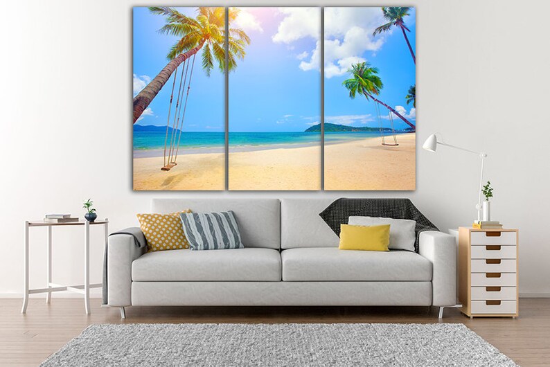 Ocean Canvas Beach Wall Art Beach Photo Palm Trees Print Trees Etsy