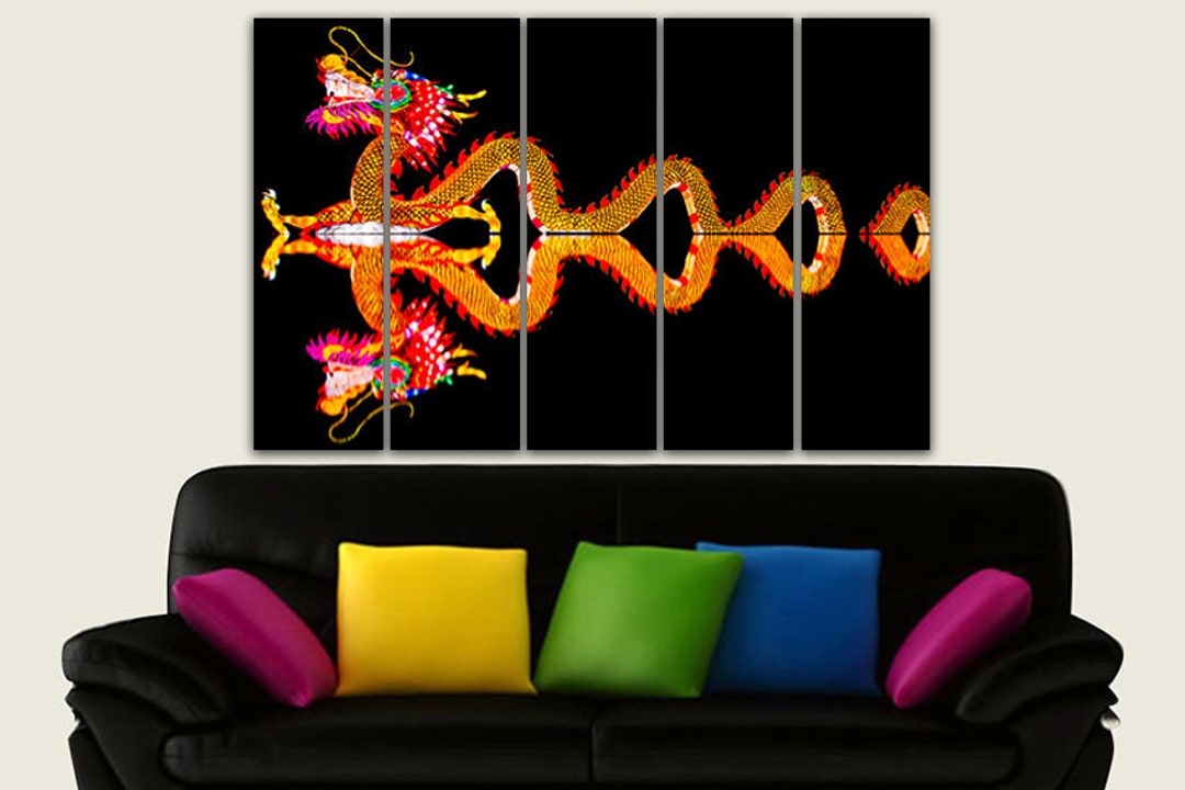 Chinese Dragon Art Large Canvas Set Japanese Style Dragon Poster Asian