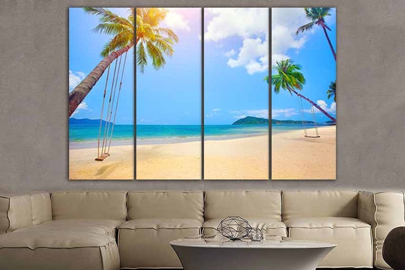 Ocean Canvas Beach Wall Art Beach Photo Palm Trees Print Trees Etsy