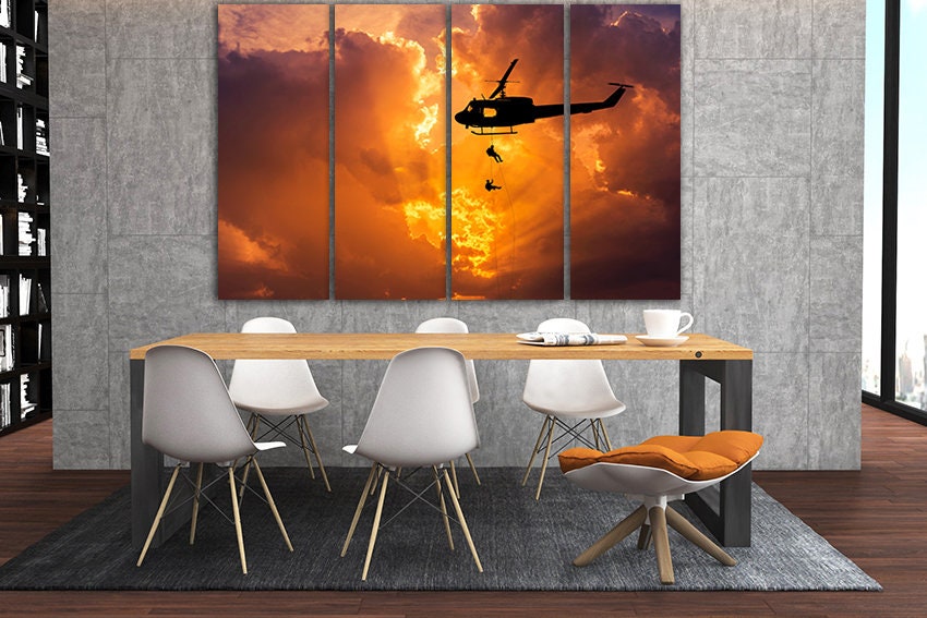 Panel Wall Art Helicopter Canvas Army Helicopter Mechanism Etsy