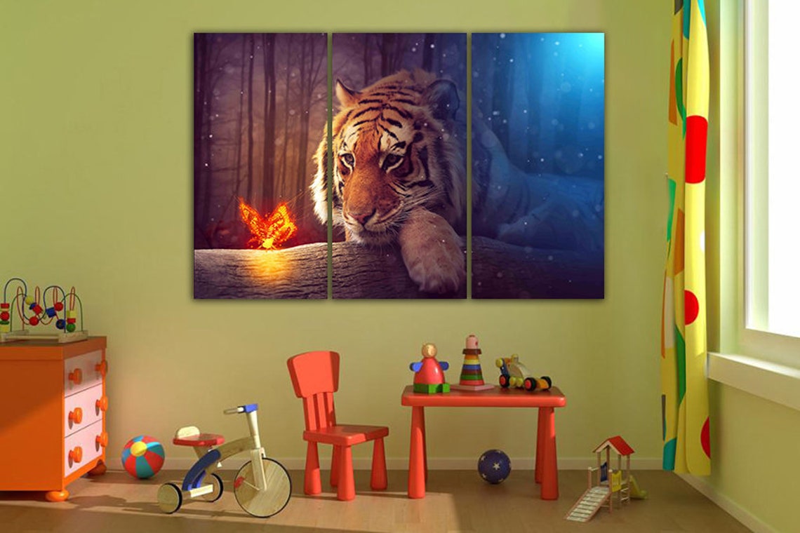Tiger canvas Tiger print Tiger wall art Nursery decor Big cats Etsy