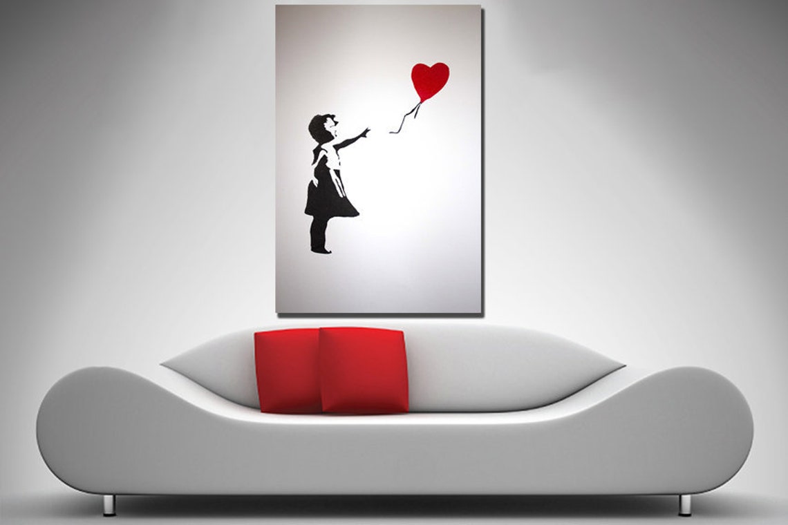 Girl with balloon Girl art canvas Mural print Street art decor Etsy