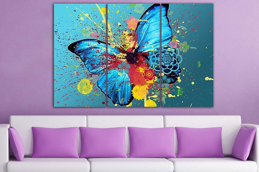 Butterfly Canvas Abstract Art Butterfly Wall Décor Abstraction - Etsy