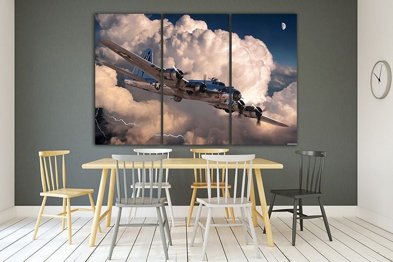 Panel wall art Aviation print Aircraft canvas Airplane wall art Army decor Military aircraft Retro wwii World war plane American aviation