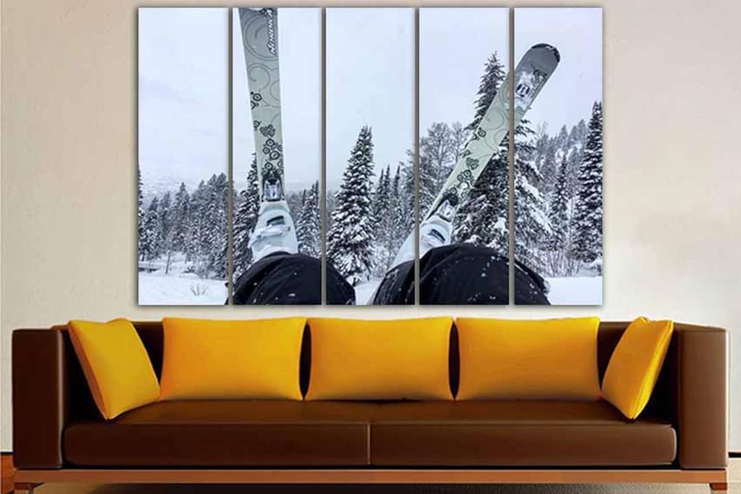 Skiing Canvas Print Skiing Decor Ski Wall Art Winter Forest Sport Decor