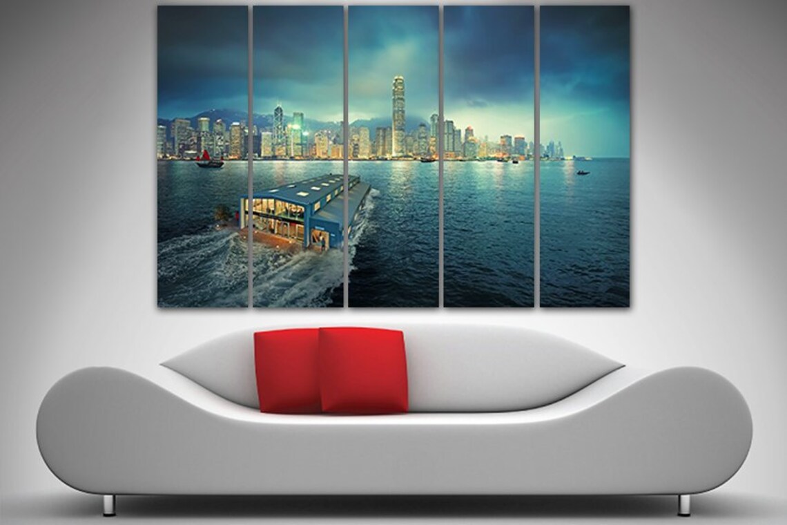 Hong Kong Canvas Hong Kong Decor Hong Kong Print City Wall Art Etsy