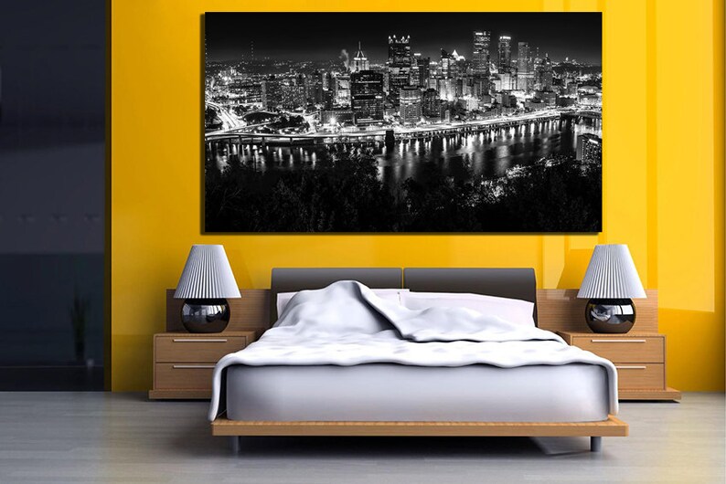 Pittsburgh canvas Pittsburgh print City wall art Pittsburgh Etsy