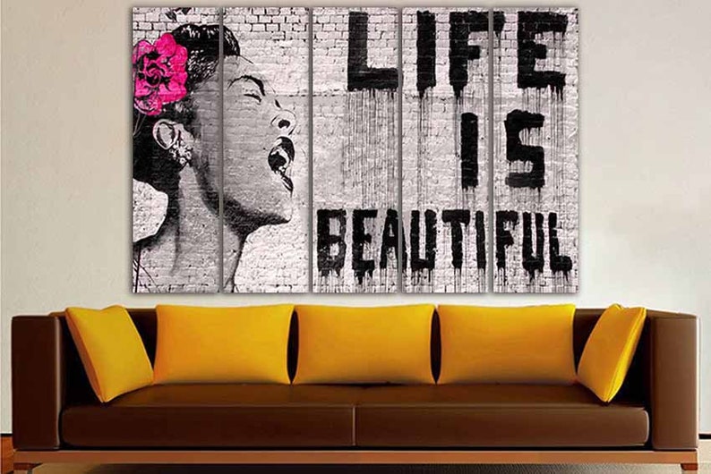 Life is Beautiful Wall Art Canvas Woman Wall Décor Mural Art Etsy