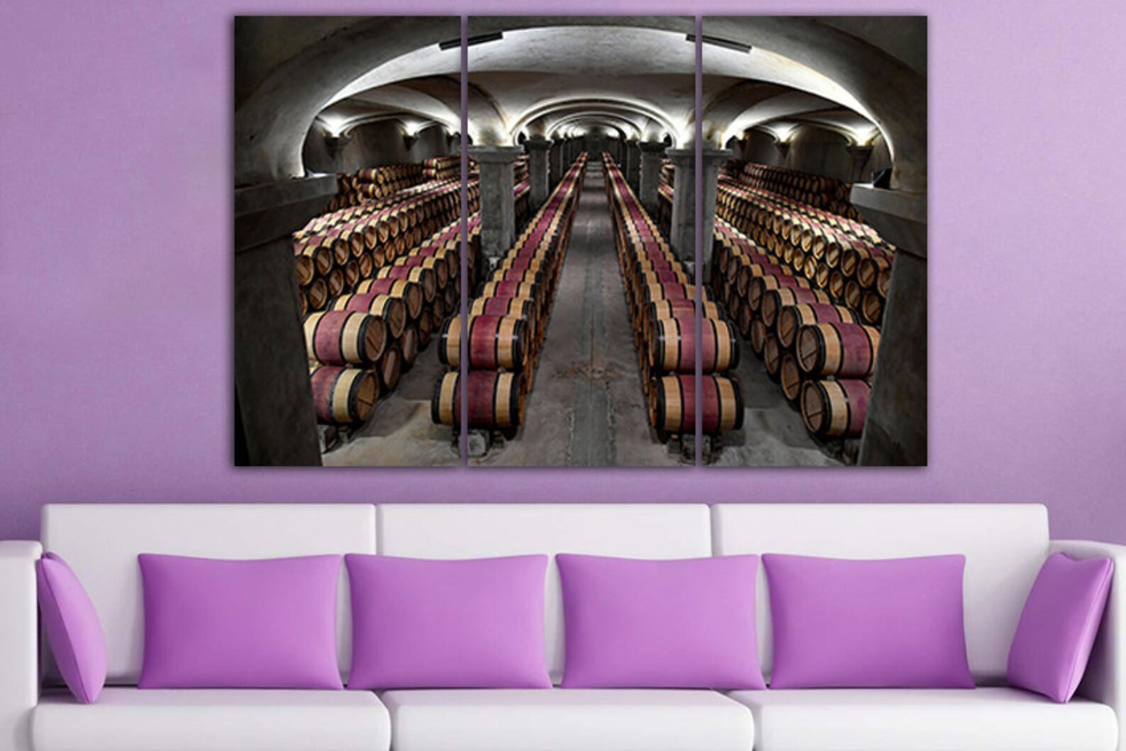 Wine cellar Wall art canvas Barrel print Barrels canvas Wine Etsy