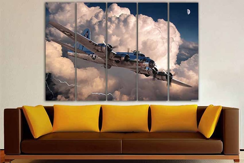 Panel wall art Aviation print Aircraft canvas Airplane wall art Army decor Military aircraft Retro wwii World war plane American aviation