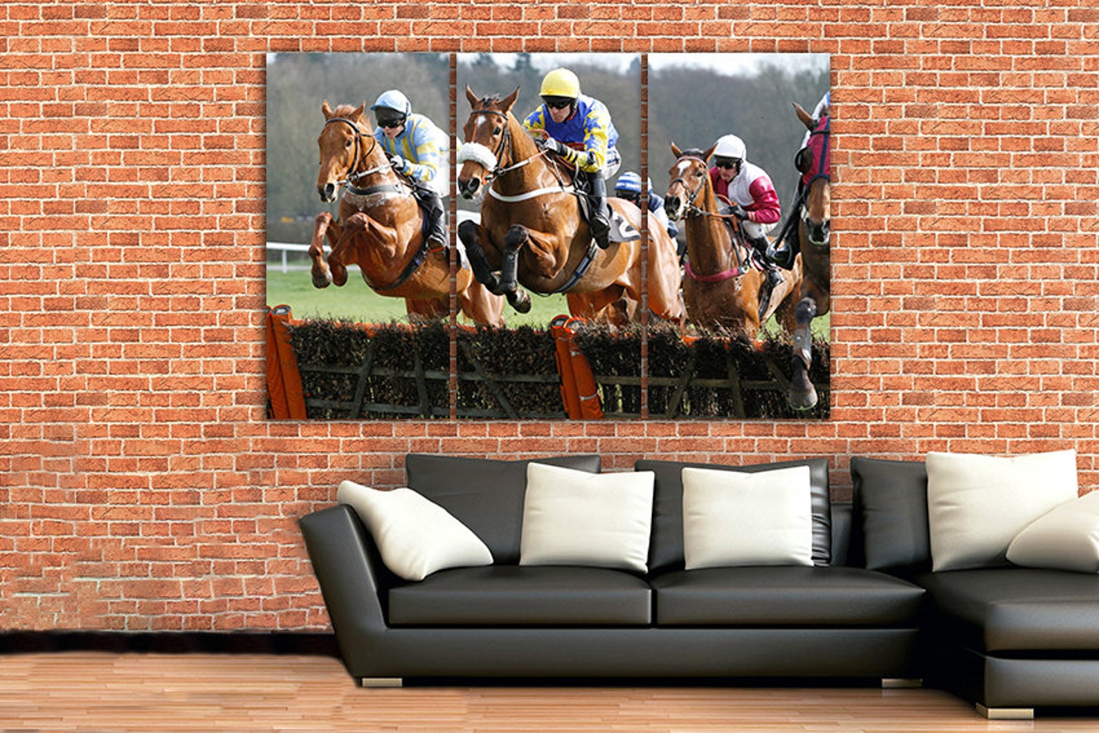 Horse racing Horse jump Large canvas art Sport décor Etsy