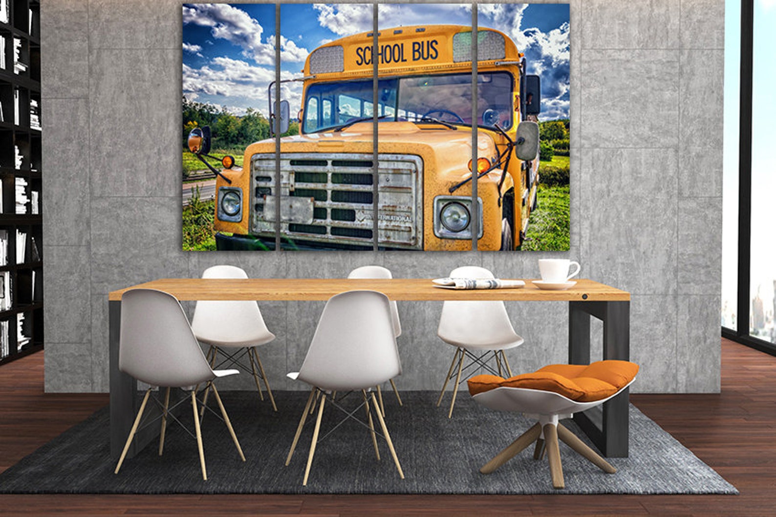 Wall Art Canvas School Bus Print School Bus Decor Bus Wall Art Etsy