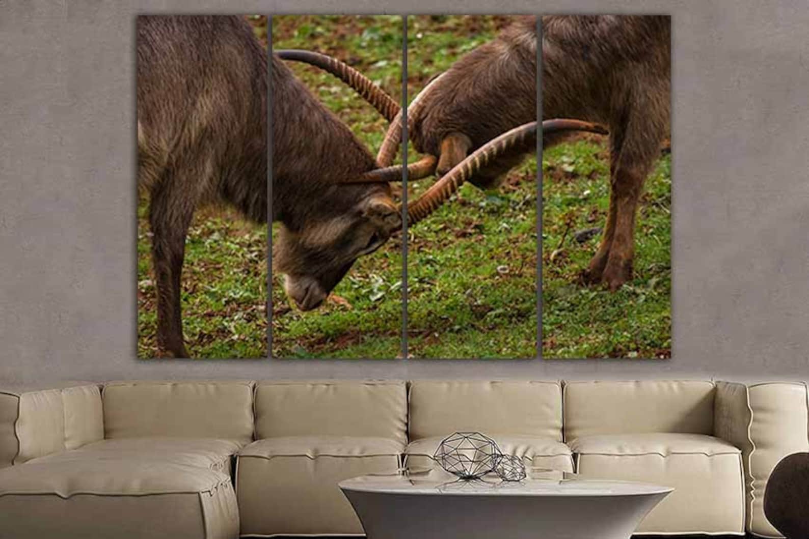 Wild Goat Art Print Goat Canvas Set Mountain Goat Animal Decor Etsy