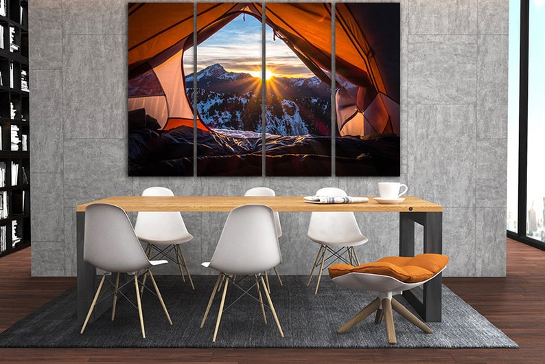 Camping Canvas Camping Wall Art Mountains Home Art Sunrise Etsy