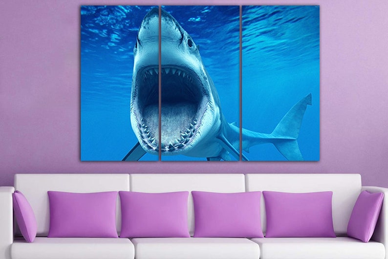 Wall Canvas Set Shark Canvas Animal Decor Shark Print Shark Etsy