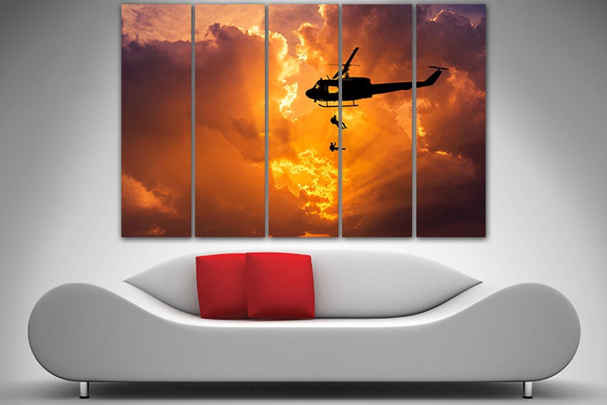 Panel Wall Art Helicopter Canvas Army Helicopter Mechanism Etsy